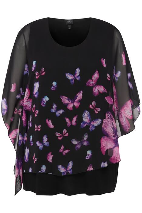 Halenka, dvouvrstvá, motýli, kulatý výstřih, krátké rukávy