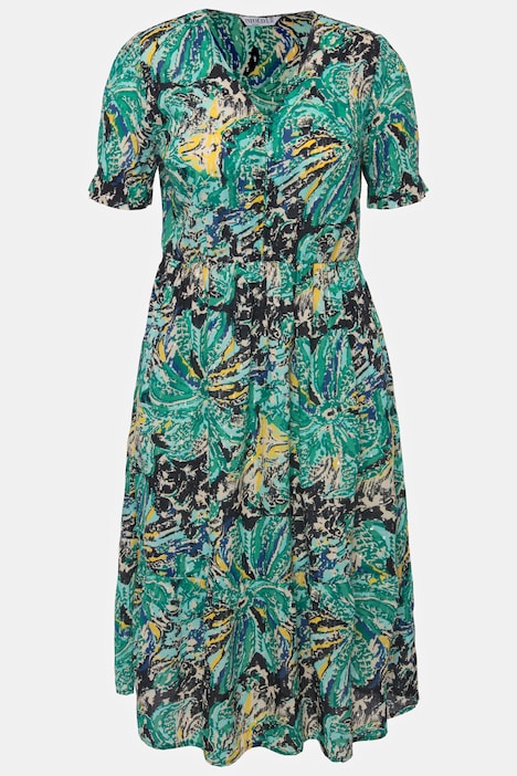 Abstract Palm Print A-Line Dress | Midi Dresses | Dresses