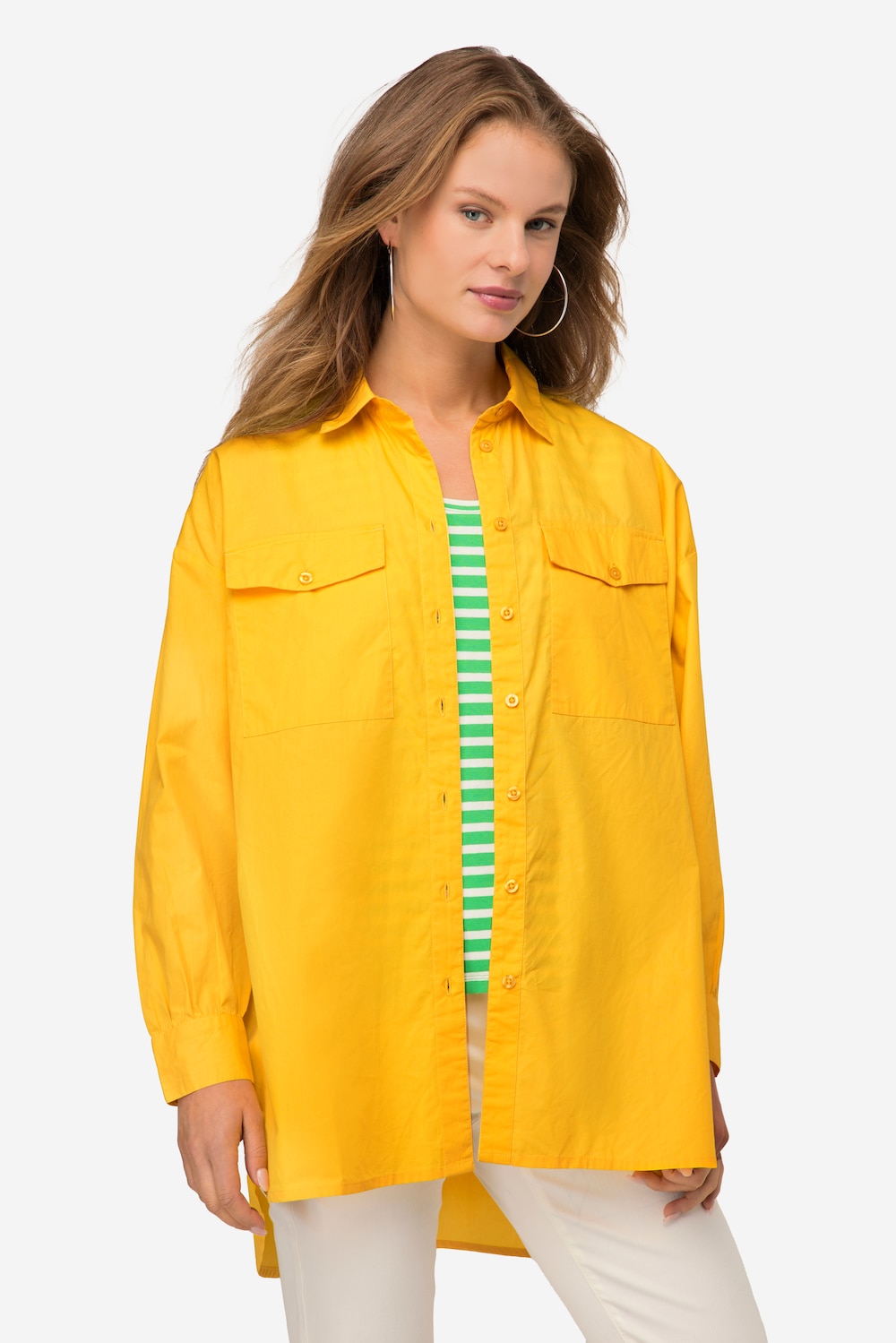 Große Größen Hemdbluse, Damen, gelb, Größe: XL, Baumwolle, LAURASON