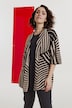 Vest, fijn jacquard-breisel, opstaande kraag, korte mouw