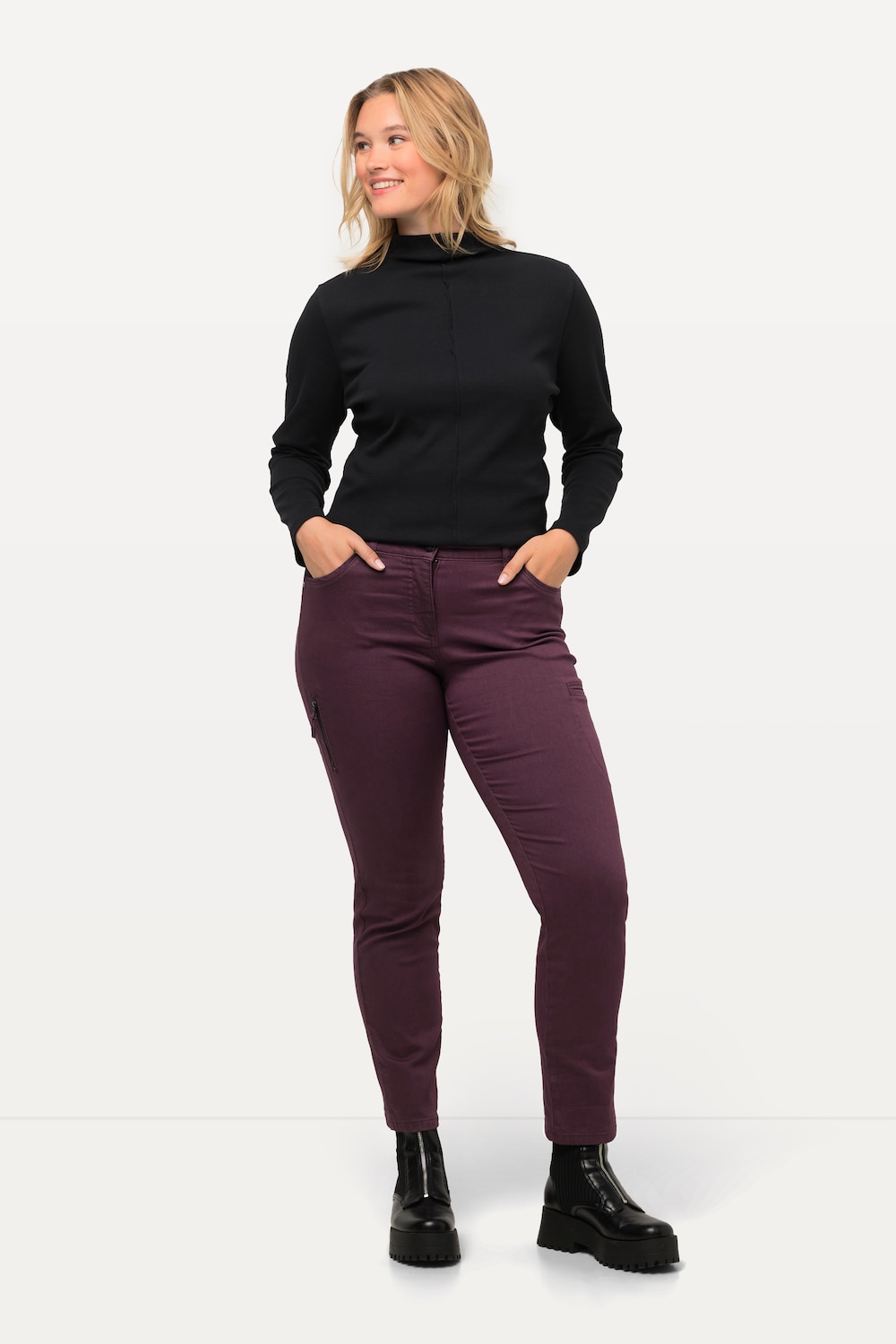 grandes tailles pantalon cargo sammy, femmes, violet, taille: 62, coton/polyester, ulla popken