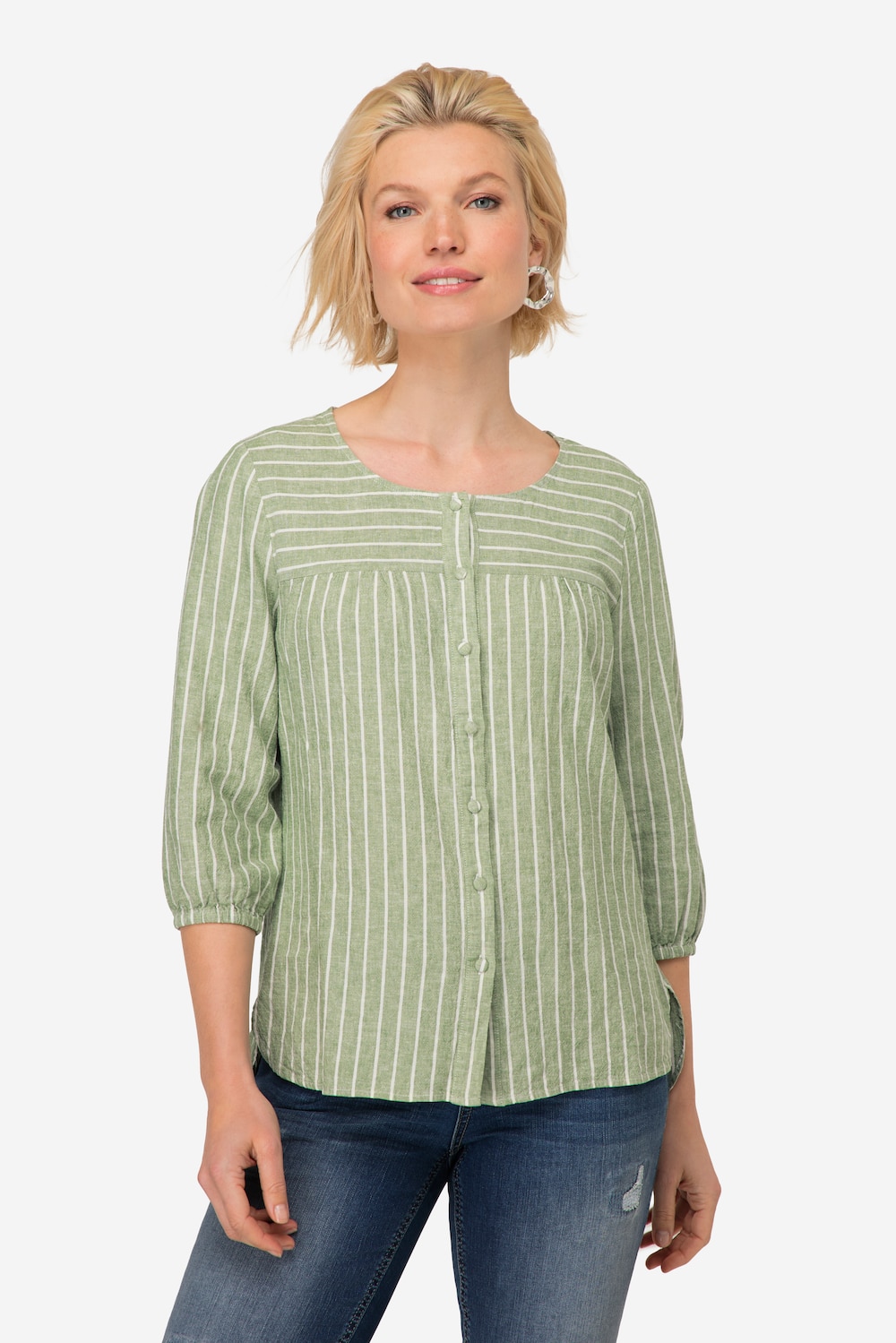 Große Größen Bluse, Damen, grün, Größe: M, Leinen/Viskose, LAURASON