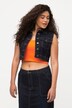 jeans gilet, kort, slim, overhemdkraag, mouwloos, gerecycled