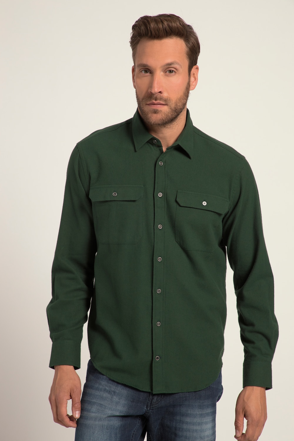 Grote Maten Flanellen overhemd, Heren, groen, Maat: 5XL, Katoen, JP1880