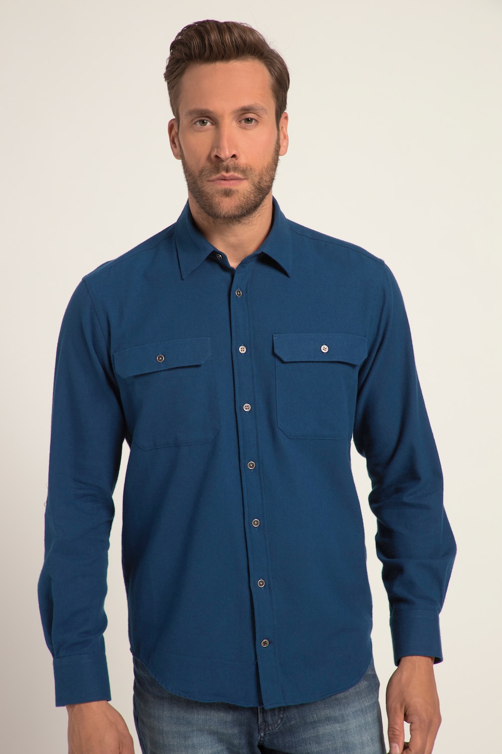 Grote Maten Flanellen overhemd, Heren, blauw, Maat: 2XT, Katoen, JP1880