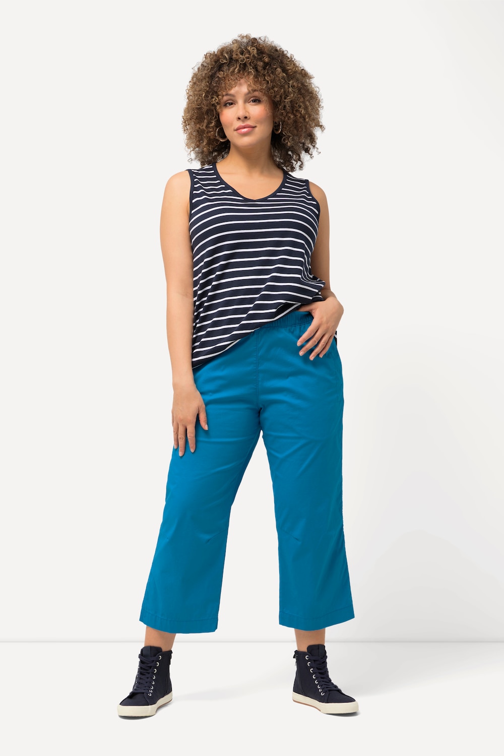 Grote Maten 7/8-broek Ruby, Dames, turquoise, Maat: 44, Katoen, Ulla Popken