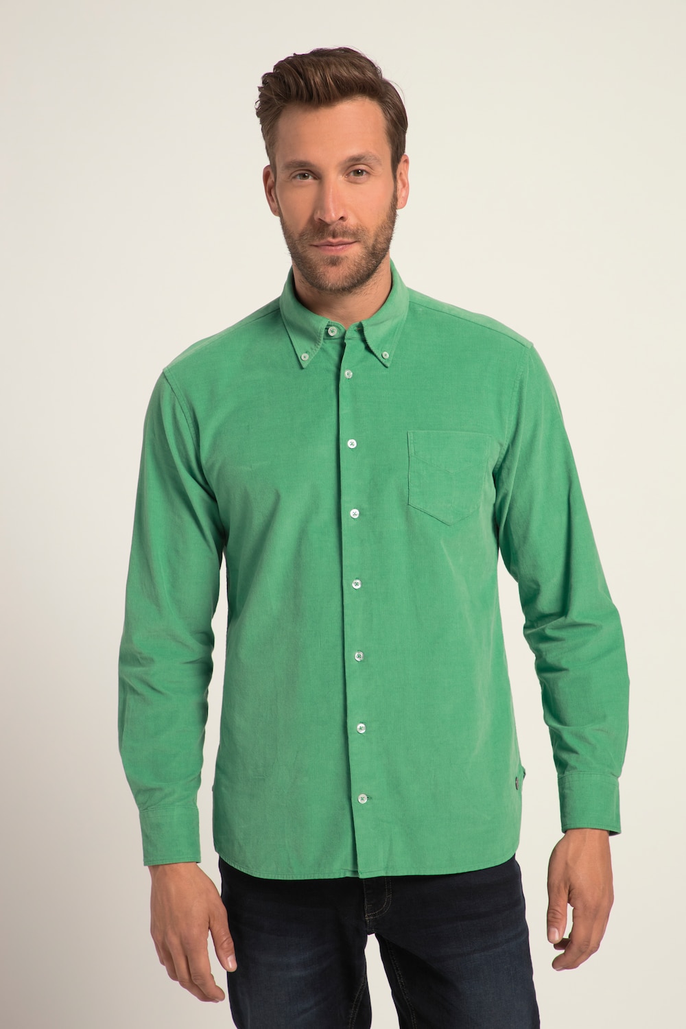 Grote Maten Corduroy overhemd, Heren, groen, Maat: 7XL, Katoen, JP1880