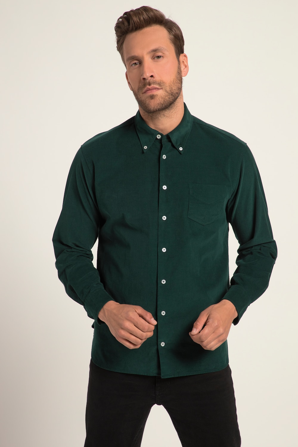 Grote Maten Corduroy overhemd, Heren, turquoise, Maat: 6XL, Katoen, JP1880