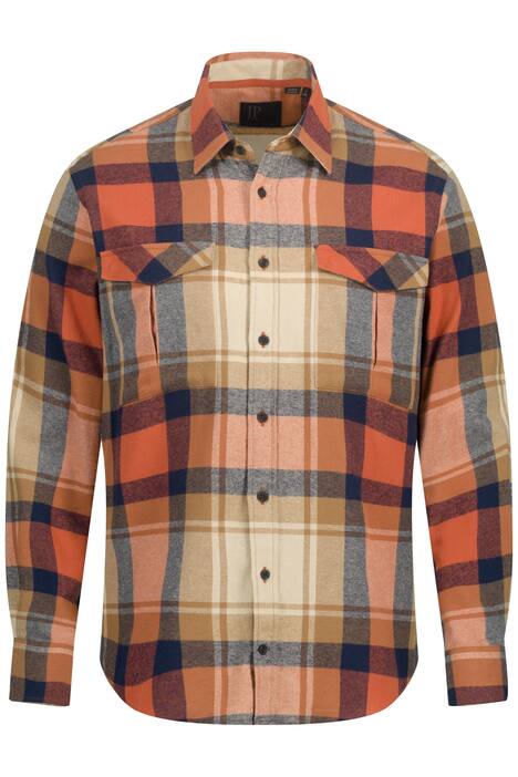 Flanelová kostkovaná košile, dlouhé rukávy, Kent límeček, Modern střih