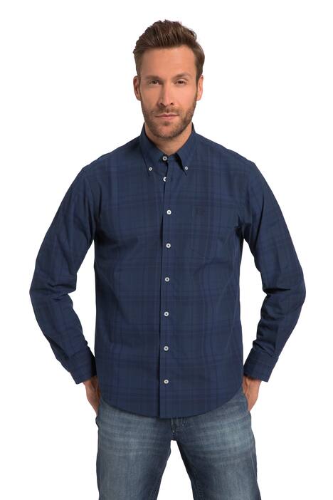 Kostkovaná košile, dlouhé rukávy, límeček s knoflíky, Modern střih, do 8XL