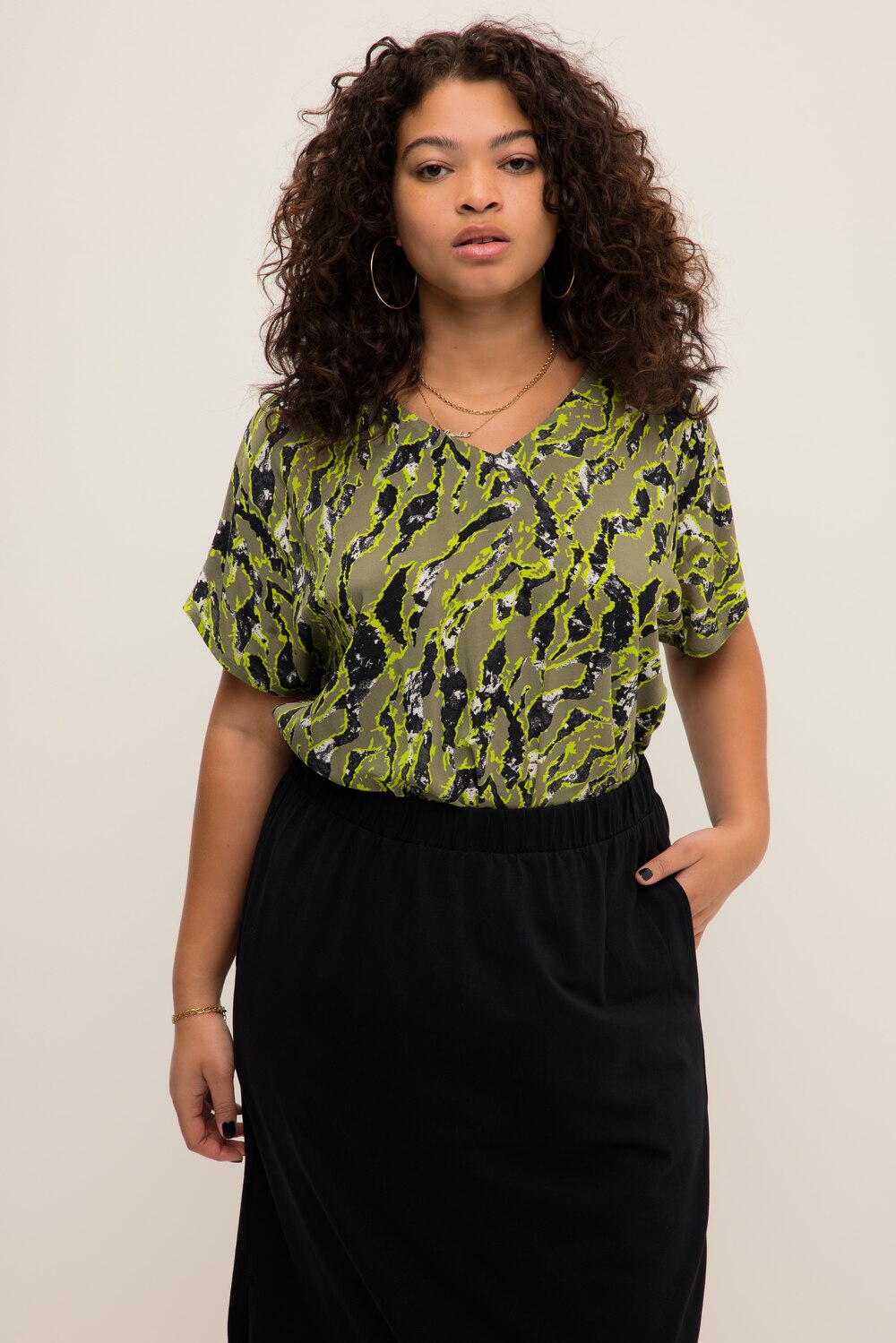 Grote Maten blouseshirt, Dames, bruin, Maat: 58/60, Viscose, Studio Untold