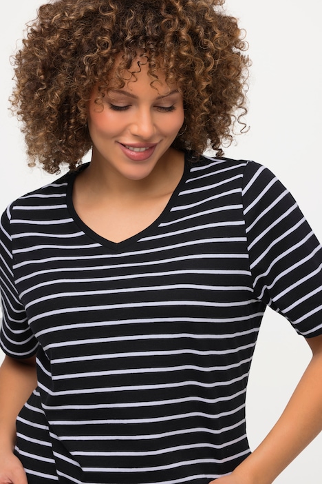 Striped Short Sleeve V-Neck Tee | T-Shirts | Knit Tops & Tees