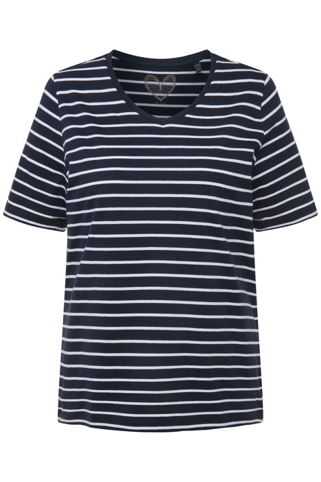 Tričko, pruhy, výstřih do V, krátké rukávy