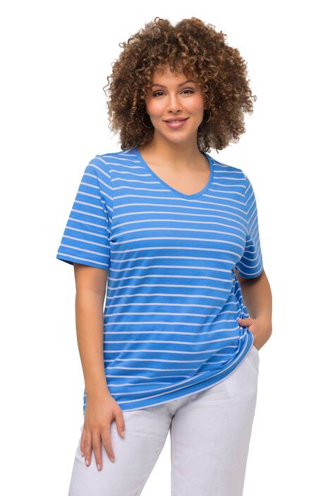 Tričko, pruhy, výstřih do V, krátké rukávy