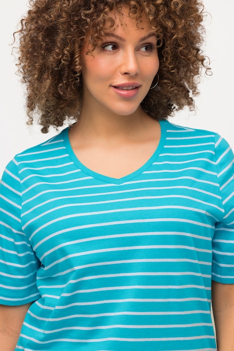 Striped Short Sleeve V-Neck Tee | T-Shirts | Knit Tops & Tees