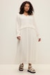 Maxikleid, A-Line, Boho Style, V-Ausschnitt, Rüschen, Langarm