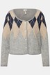 Cardigan corto con fantasia a rombi Argyle, scollo a girocollo e tasche