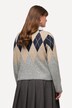 Cardigan corto con fantasia a rombi Argyle, scollo a girocollo e tasche