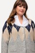 Cardigan corto con fantasia a rombi Argyle, scollo a girocollo e tasche