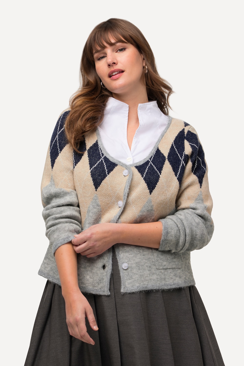 Große Größen Strickjacke, Damen, grau, Größe: 50/52, Synthetische Fasern/Polyester/Viskose, Ulla Popken