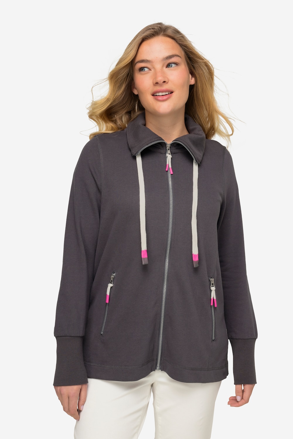 Große Größen Sweatjacke, Damen, braun, Größe: M, Polyester/Baumwolle, LAURASON