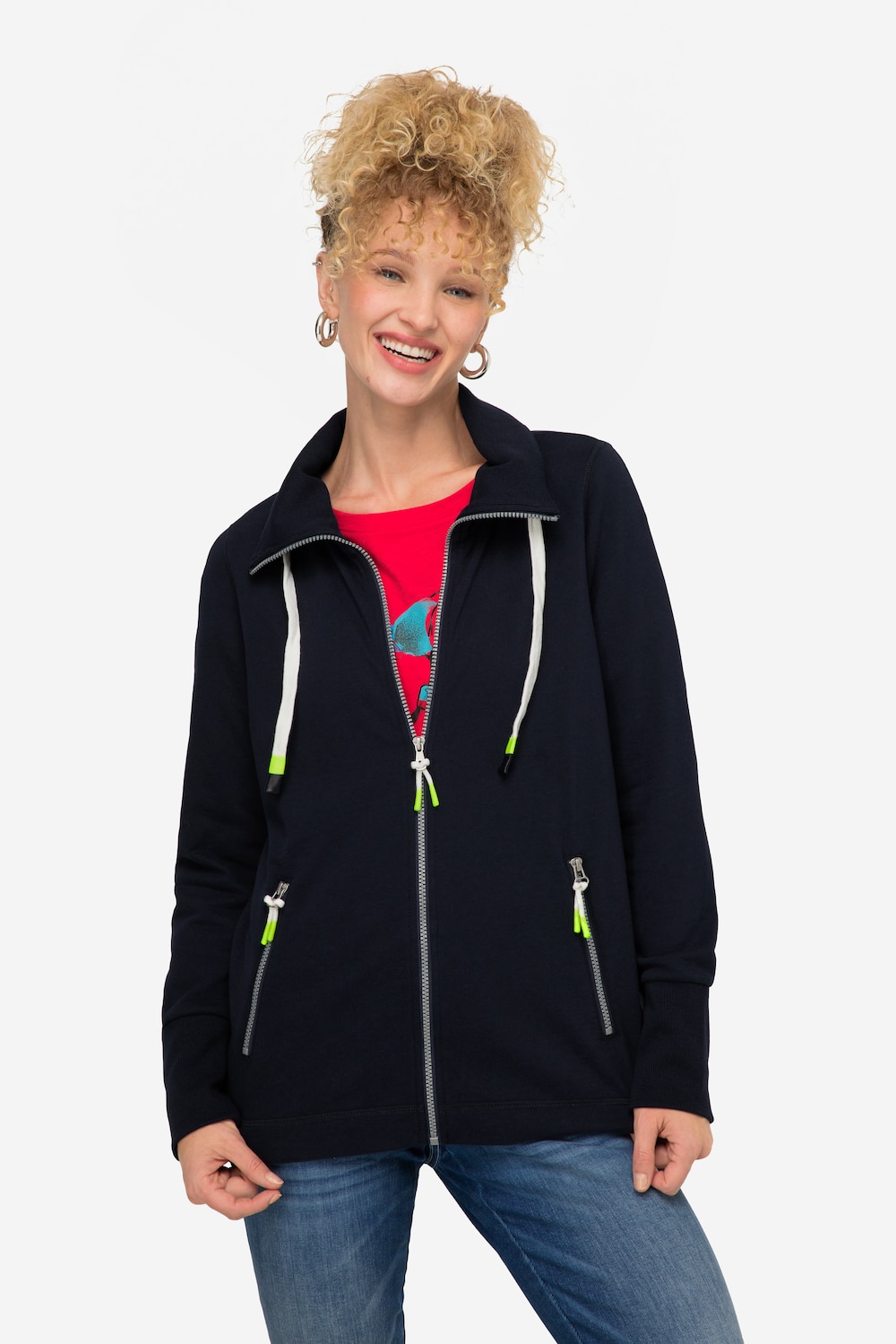 Große Größen Sweatjacke, Damen, blau, Größe: M, Polyester/Baumwolle, LAURASON