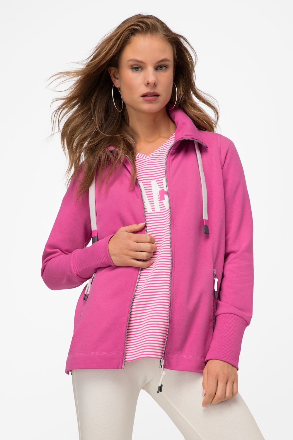 Große Größen Sweatjacke, Damen, rosa, Größe: XL, Polyester/Baumwolle, LAURASON