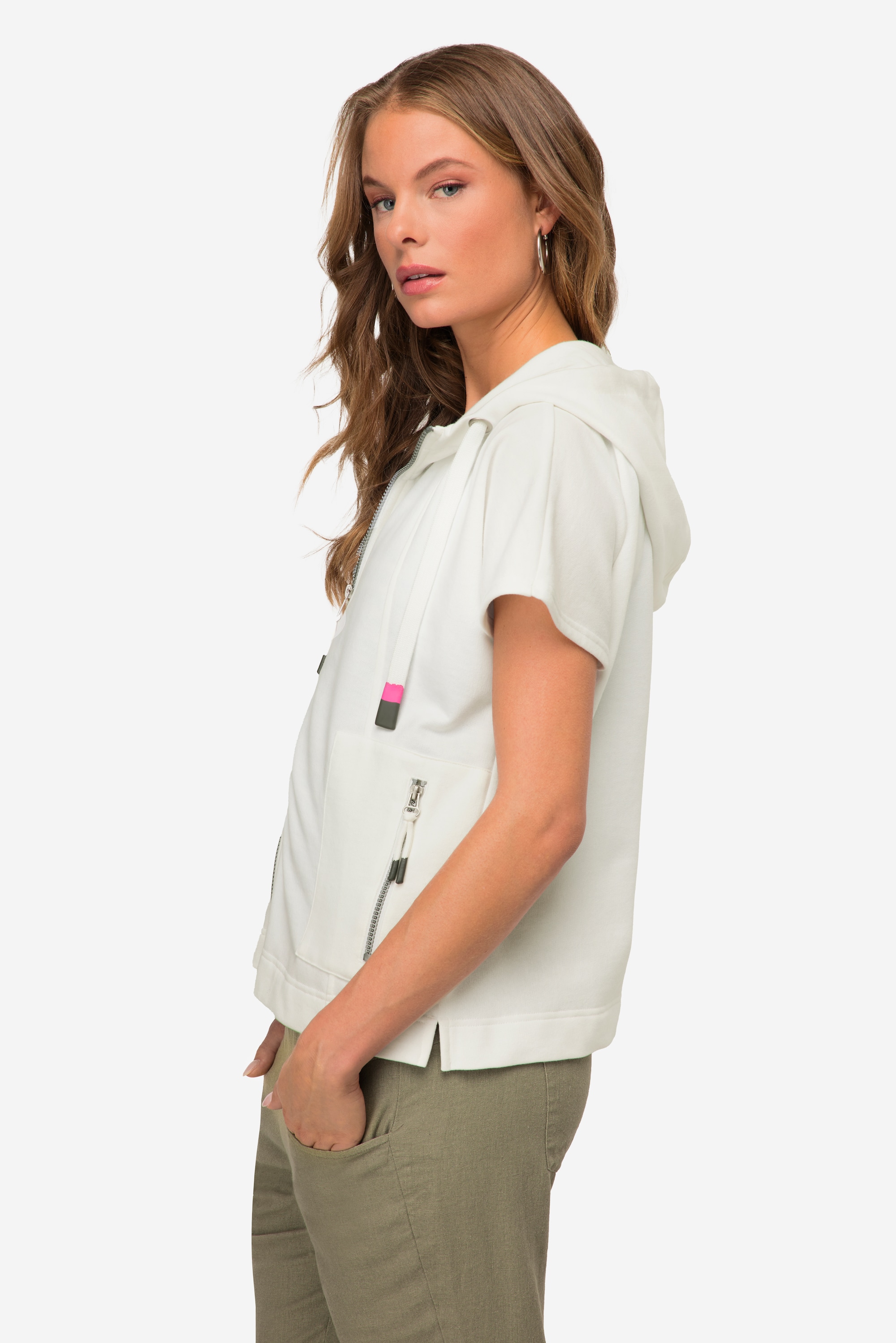 Laurasøn Damen Kapuzen Weste oversized Zipper Zipptaschen 819839