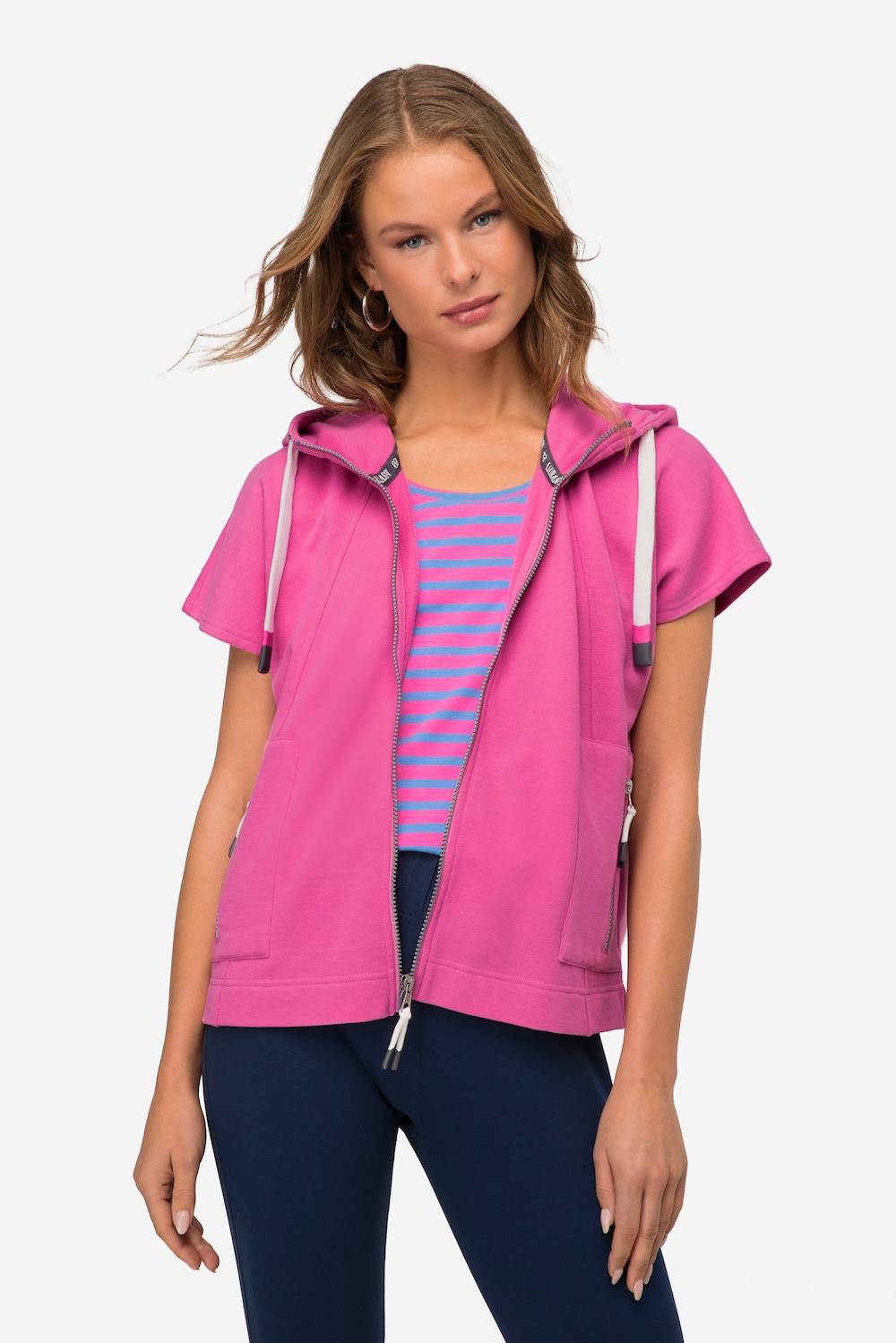 Große Größen Kapuzen-Weste, Damen, rosa, Größe: M, Polyester/Baumwolle, LAURASON