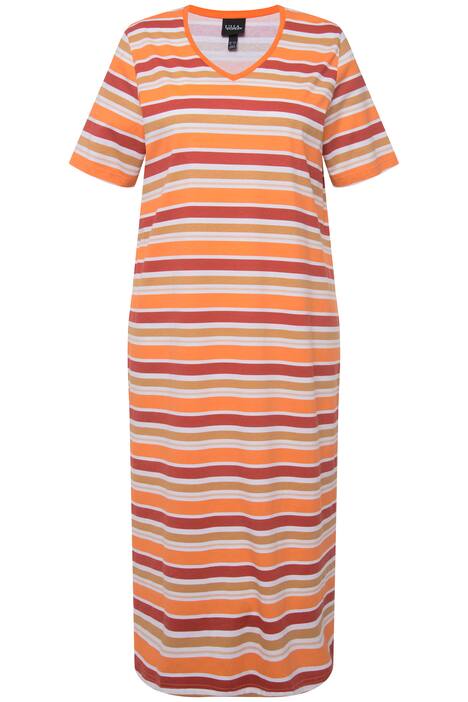 Noční košile, proužky, výstřih do V, krátké rukávy