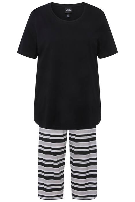 Pyžamo, pruhy, kulatý výstřih, krátké rukávy, 3/4 kalhoty