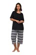 Pyžamo, pruhy, kulatý výstřih, krátké rukávy, 3/4 kalhoty
