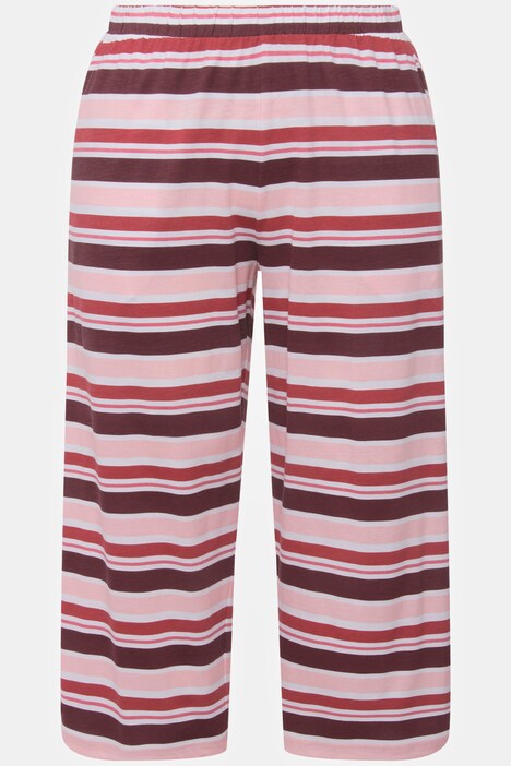 Ladies Capri Pyjama Set Short Polka Dot Lettuce Hem V-Neck Cropped Cotton  PJs