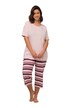 Pyžamo, pruhy, kulatý výstřih, krátké rukávy, 3/4 kalhoty