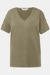 T-Shirt, oversized, Flammjersey, V-Ausschnitt, Halbam