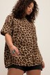 Longshirt, oversized, giraffenprint, ronde hals, korte mouwen