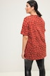 Lang skjorte, oversized, sjirafftrykk, rund hals, halve ermer
