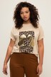 T-Shirt, oversized, Leo Print, Rundhals, Halbarm