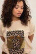 T-Shirt, oversized, Leo Print, Rundhals, Halbarm