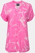 Bluse, oversized, Robben Print, Stehkragen, Halbarm