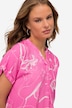 Bluse, oversized, Robben Print, Stehkragen, Halbarm