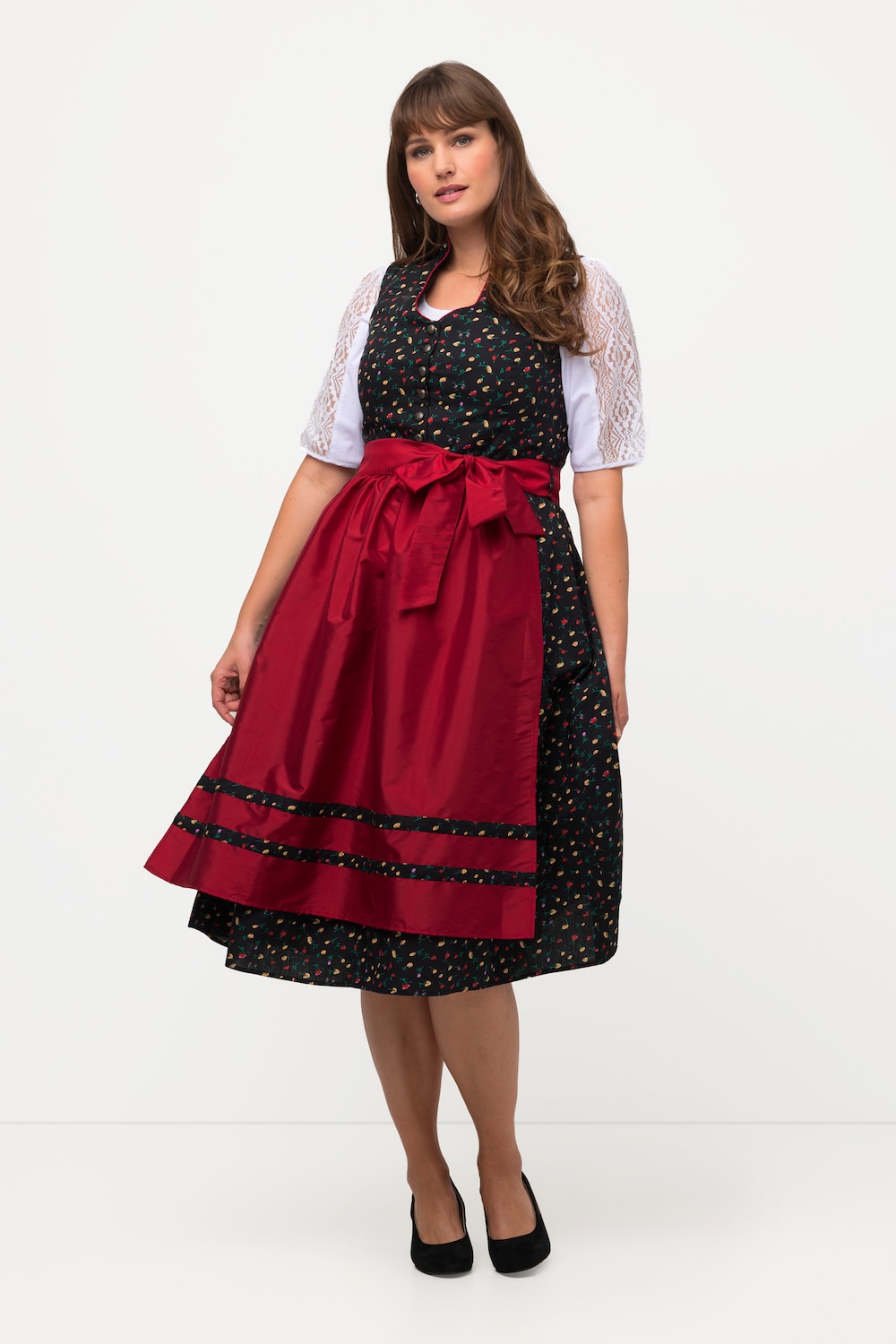 Grote Maten folklore jurk, Dames, zwart, Maat: 52, Katoen/Polyester, Ulla Popken