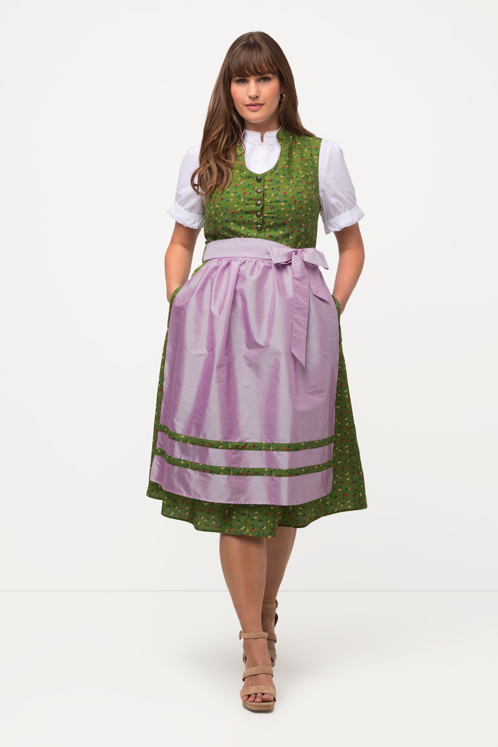 Grote Maten folklore jurk, Dames, groen, Maat: 44, Katoen/Polyester, Ulla Popken