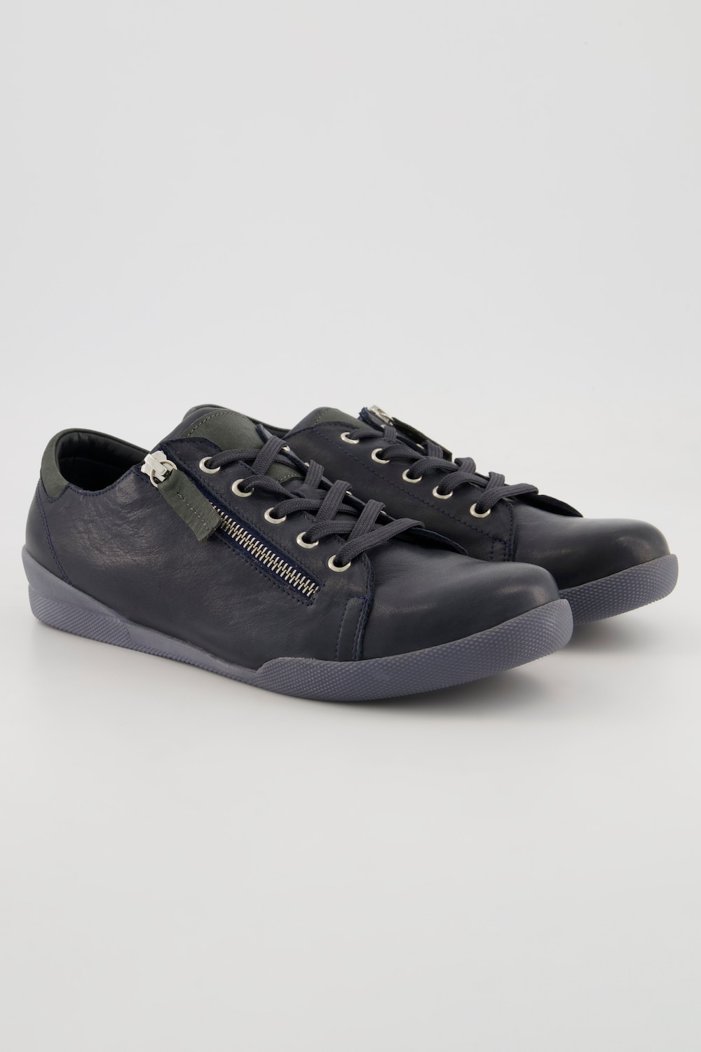 Grote Maten Leren sneakers, Dames, blauw, Maat: 40, Leer, Ulla Popken