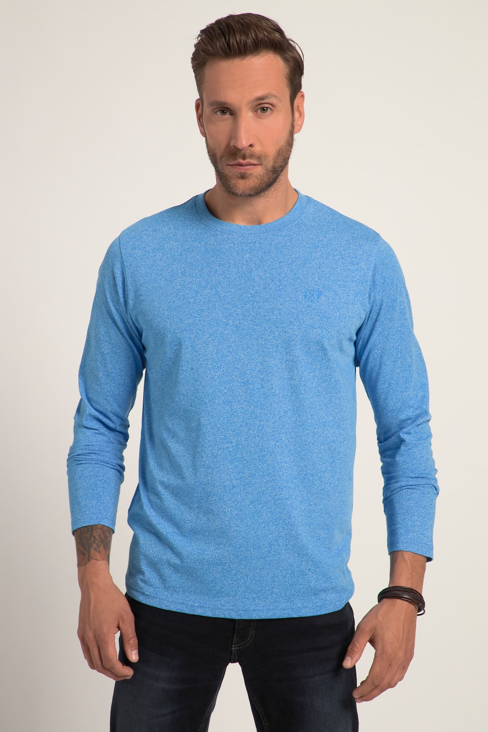 Grote Maten Shirt met lange mouwen, Heren, blauw, Maat: 3XL, Polyester/Katoen, JP1880