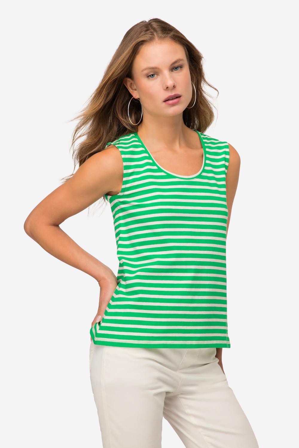 Große Größen Ringeltop, Damen, grün, Größe: S, Baumwolle, LAURASON