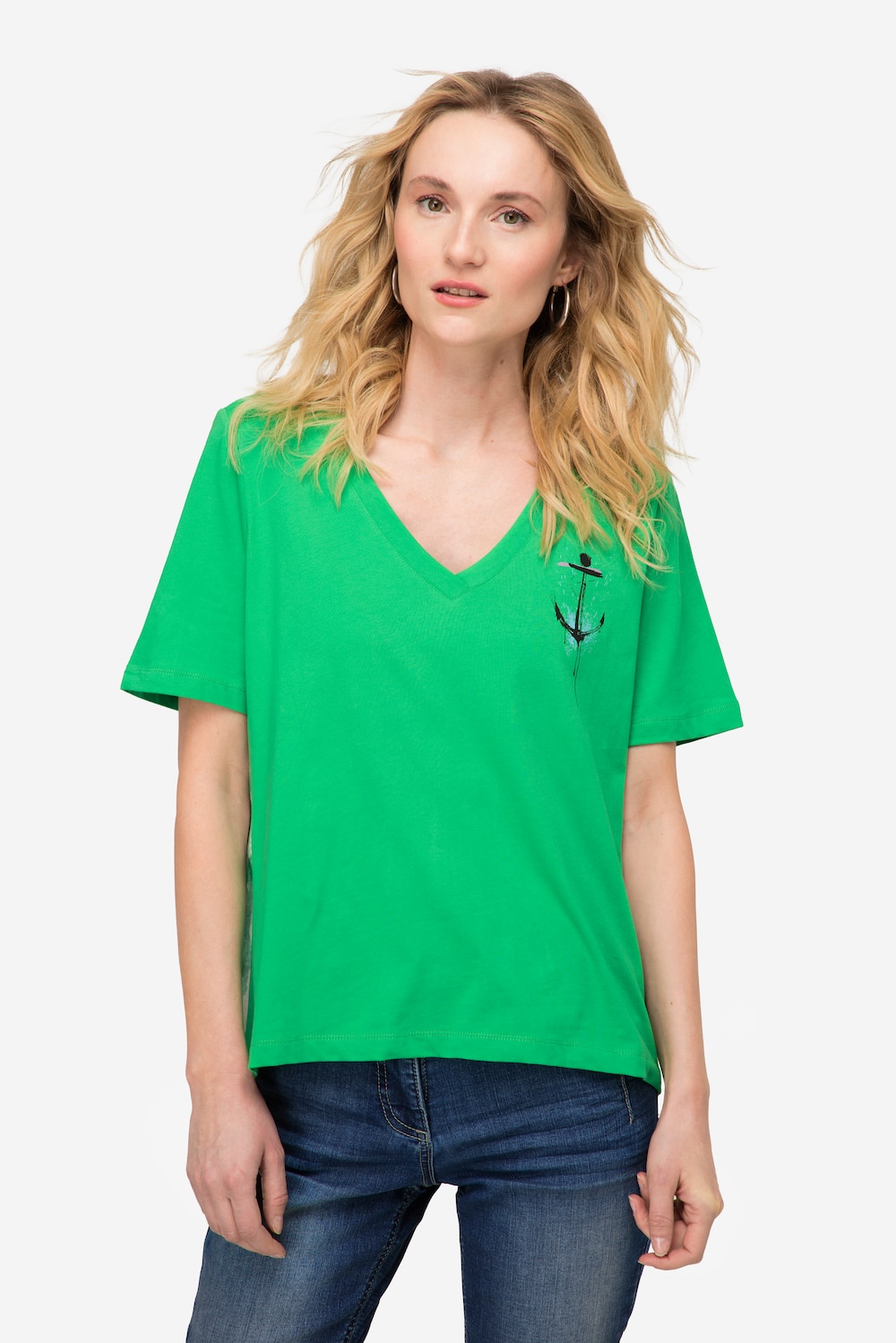 Große Größen T-Shirt, Damen, grün, Größe: M, Baumwolle, LAURASON