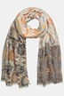 Szalik, patchworkowy nadruk etno, brzeg z frędzlami