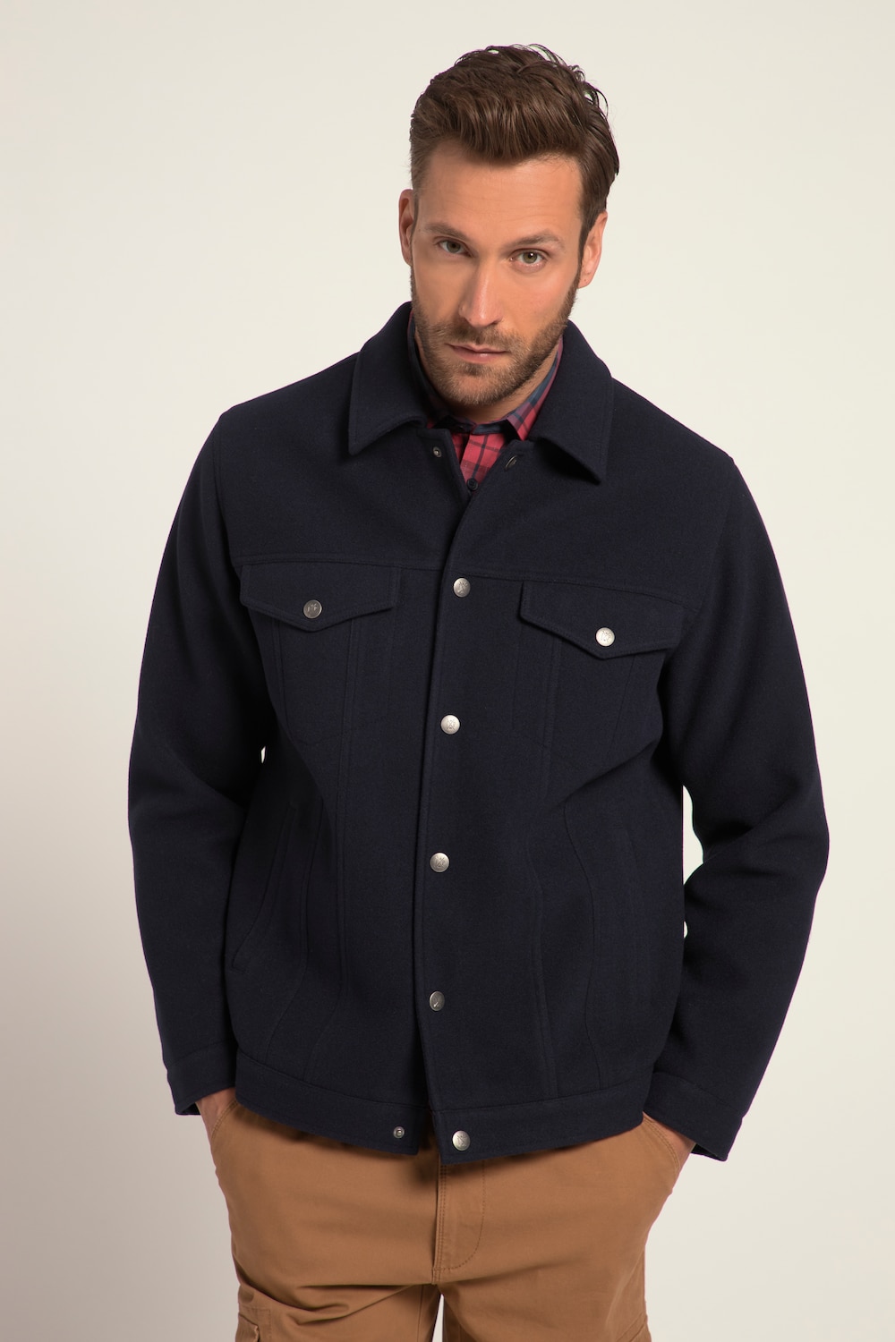 Stora storlekar Jacka med trucker-look, Her, blå, storlek: XXL, Polyester, JP1880