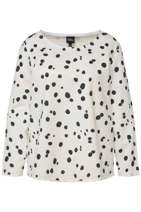 Mikina, puntíky, otevřené okraje, kulatý výstřih, dlouhé rukávy